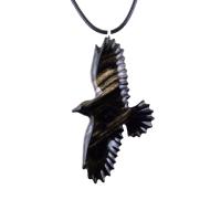 Hand Carved Crow Pendant, Raven Necklace, Wooden Raven Pendant, Wood Crow Necklace, Totem Spirit Animal Jewelry Gift for Him Her