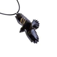 Hand Carved Crow Pendant, Raven Necklace, Wooden Raven Pendant, Wood Crow Necklace, Totem Spirit Animal Jewelry Gift for Him Her
