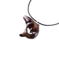 Salmon Necklace, Hand Carved Wooden Fish Pendant, Trout Necklace, Mens Wood Pendant, Fishermen Jewelry, Gift for Him