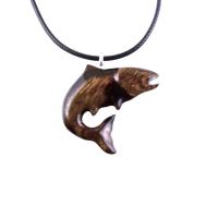 Salmon Necklace, Hand Carved Wooden Fish Pendant, Trout Necklace, Mens Wood Pendant, Fishermen Jewelry, Gift for Him