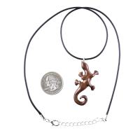 Hand Carved Gecko Pendant, Wooden Lizard Necklace, Wood Salamander Necklace, Totem Lizard Jewelry Gift for Men or Women
