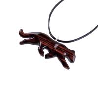 Hand Carved Puma Pendant, Wooden Panther Necklace, Panther, Cougar, Mountain Lion, Animal Jewelry for Men or Women, Gift for Him Her
