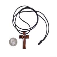 Wooden Cross Necklace, Wood Cross Pendant, Hand Carved Christian Jewelry for Men, One of a Kind Gift for Him