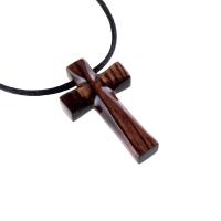 Wooden Cross Necklace, Wood Cross Pendant, Hand Carved Christian Jewelry for Men, One of a Kind Gift for Him