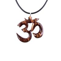 Hand Carved Ohm Necklace, Wooden Om Pendant, Yoga Jewelry for Men Women, Namaste Wood Gift for Him or Her