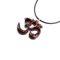 Hand Carved Ohm Necklace, Wooden Om Pendant, Yoga Jewelry for Men Women, Namaste Wood Gift for Him or Her