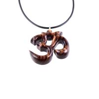Hand Carved Ohm Necklace, Wooden Om Pendant, Yoga Jewelry for Men Women, Namaste Wood Gift for Him or Her