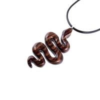 Snake Necklace for Men or Women, Hand Carved Wooden Snake Pendant, Wood Serpent Necklace, Totem Reptile Jewelry