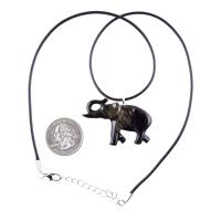 Lucky Elephant Pendant, Hand Carved Trunk Up Wooden Elephant Necklace for Men or Women, Spiritual Animal Wood Jewelry, Gift for Him Her