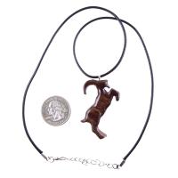 Mountain Goat Pendant, Hand Carved Wooden Big Horn Buck Necklace, Spirit Animal Totem, Capricorn Jewelry