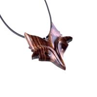 Hand Carved Wooden Fox Pendant, Celtic Fox Necklace for Men or Women, Totem Spirit Animal, Woodland Jewelry Gift for Her or Him