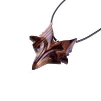 Hand Carved Wooden Fox Pendant, Celtic Fox Necklace for Men or Women, Totem Spirit Animal, Woodland Jewelry Gift for Her or Him