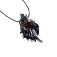 Wolf Necklace, Hand Carved Wooden Wolf Pendant for Men or Women, Spirit Animal Totem Woodland Jewelry