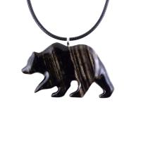Bear Necklace, Hand Carved Wooden Grizzly Bear Pendant for Men or Women, Woodland Jewelry, Spirit Animal Totem