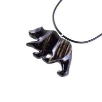 Bear Necklace, Hand Carved Wooden Grizzly Bear Pendant for Men or Women, Woodland Jewelry, Spirit Animal Totem