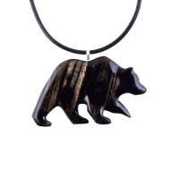 Bear Necklace, Hand Carved Wooden Grizzly Bear Pendant for Men or Women, Woodland Jewelry, Spirit Animal Totem