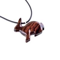 Wooden Rabbit Pendant, Bunny Necklace, Hand Carved Wood Animal Pendant, Spirit Animal Totem Pet Jewelry