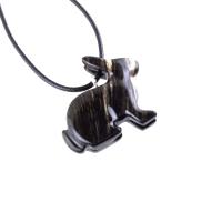 Rabbit Necklace, Hand Carved Wooden Bunny Pendant, Wood Animal Necklace, Pet Animal Totem Jewelry, One of a Kind Gift