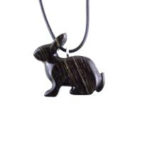 Rabbit Necklace, Hand Carved Wooden Bunny Pendant, Wood Animal Necklace, Pet Animal Totem Jewelry, One of a Kind Gift