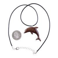 Hand Carved Dolphin Necklace, Wooden Dolphin Pendant for Men Women, Sea Animal Wood Jewelry, Nautical Gift for Him Her