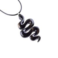 Hand Carved Wooden Snake Pendant, Snake Necklace for Men or Women, Spirit Animal Totem Reptile Wood Jewelry
