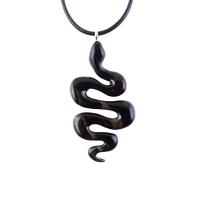 Hand Carved Wooden Snake Pendant, Snake Necklace for Men or Women, Spirit Animal Totem Reptile Wood Jewelry