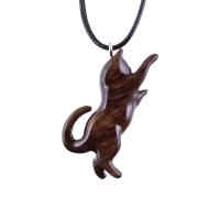 Cat Necklace, Hand Carved Wooden Kitten Pendant, Wood Animal Necklace, Handmade Cat Jewelry, One of a Kind Gift