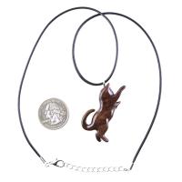 Cat Necklace, Hand Carved Wooden Kitten Pendant, Wood Animal Necklace, Handmade Cat Jewelry, One of a Kind Gift