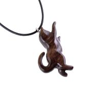 Cat Necklace, Hand Carved Wooden Kitten Pendant, Wood Animal Necklace, Handmade Cat Jewelry, One of a Kind Gift