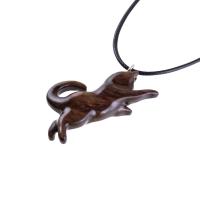 Cat Necklace, Hand Carved Wooden Kitten Pendant, Wood Animal Necklace, Handmade Cat Jewelry, One of a Kind Gift