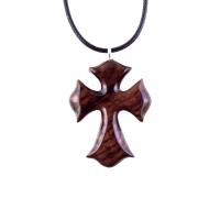 Wooden Cross Necklace, Wood Cross Pendant, Hand Carved Mens Christian Jewelry, One of a Kind Gift for Him