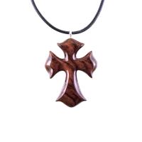 Wooden Cross Necklace, Wood Cross Pendant, Hand Carved Mens Christian Jewelry, One of a Kind Gift for Him