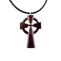Wooden Celtic Cross Pendant, Hand Carved Celtic Cross Necklace, Wood Cross Necklace Gift for Him, Irish Christian Jewelry