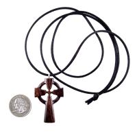 Wooden Celtic Cross Pendant, Hand Carved Celtic Cross Necklace, Wood Cross Necklace Gift for Him, Irish Christian Jewelry