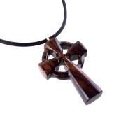 Wooden Celtic Cross Pendant, Hand Carved Celtic Cross Necklace, Wood Cross Necklace Gift for Him, Irish Christian Jewelry