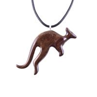 Kangaroo Necklace, Hand Carved Wooden Kangaroo Pendant, Wood Necklace, Spirit Animal Jewelry, Gift for Men or Women