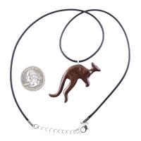 Kangaroo Necklace, Hand Carved Wooden Kangaroo Pendant, Wood Necklace, Spirit Animal Jewelry, Gift for Men or Women