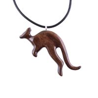 Kangaroo Necklace, Hand Carved Wooden Kangaroo Pendant, Wood Necklace, Spirit Animal Jewelry, Gift for Men or Women