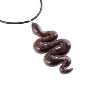Hand Carved Wooden Snake Pendant, Snake Necklace, Wood Reptile Pendant, Totem Spirit Animal Serpent Jewelry Gift for Him Her