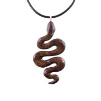 Hand Carved Wooden Snake Pendant, Snake Necklace, Wood Reptile Pendant, Totem Spirit Animal Serpent Jewelry Gift for Him Her