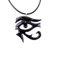 Eye of Horus Necklace, Hand Carved Wooden Eye of Horus Pendant, Eye of Ra Egyptian Amulet for Men or Women