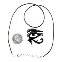 Eye of Horus Necklace, Hand Carved Wooden Eye of Horus Pendant, Eye of Ra Egyptian Amulet for Men or Women