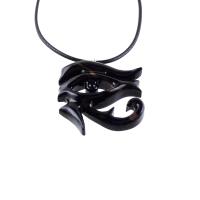 Eye of Horus Necklace, Hand Carved Wooden Eye of Horus Pendant, Eye of Ra Egyptian Amulet for Men or Women