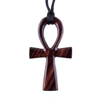 Large Ankh Pendant, Mens Wood Ankh Necklace, Wooden Egyptian Cross Ankh Pendant, African Jewelry