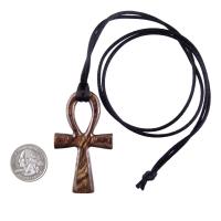 Large Ankh Pendant, Wood Egyptian Ankh Necklace, Wooden Cross Ankh Pendant, Mens African Jewelry, Gift for Him