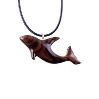 Orca Necklace, Hand Carved Killer Whale Pendant for Men or Women, Wooden Sea Animal, Nautical Wood Jewelry, One of a Kind  Gift for Him Her