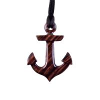 Anchor Necklace, Hand Carved Wooden Anchor Pendant, Mens Wood Necklace, Handmade Nautical Jewelry, Gift for Him