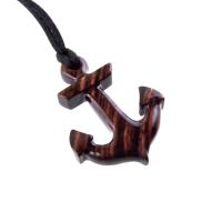 Anchor Necklace, Hand Carved Wooden Anchor Pendant, Mens Wood Necklace, Handmade Nautical Jewelry, Gift for Him