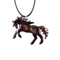 Horse Necklace, Hand Carved Wooden Horse Pendant for Men or Women, Equine Jewelry, Spirit Animal Wood Pendant