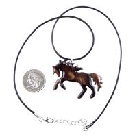Horse Necklace, Hand Carved Wooden Horse Pendant for Men or Women, Equine Jewelry, Spirit Animal Wood Pendant